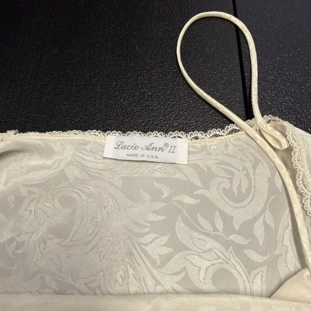 VTG Lucie Ann II Ivory Lace Slip Dress USA  Romantic Lingerie Nightgown Set MED - Picture 6 of 12